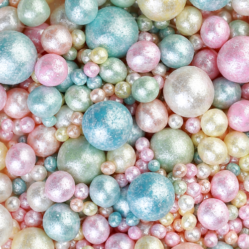 Посыпка кондитерская из дутого риса жемчуг блестящий "Нежно-разноцветный микс" 50 г 806