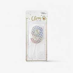 Свеча декоративная Цифра "9" Голография 191075