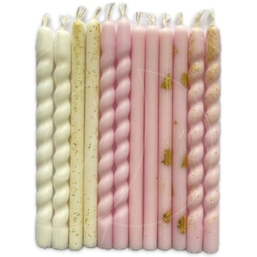 Свечи декоративные для бенто-торта Бело-розовый микс 12 шт 00086