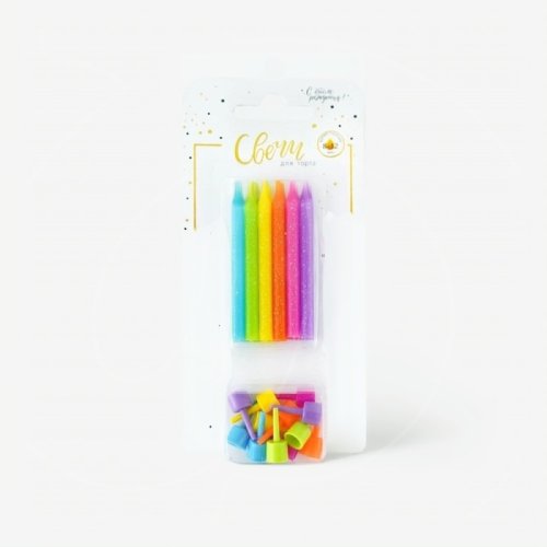 Свечи декоративные "Цветные блёстки" 6 см 620191