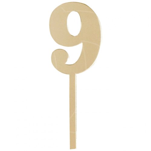 Топпер декоративный акриловый "Цифра малая "9" Золотой 