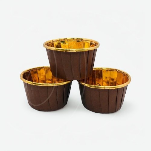 Капсула бумажная с подворотом Золото/Коричневый D50 H40 1 шт Past FB 50*40 (Brown/Gold)