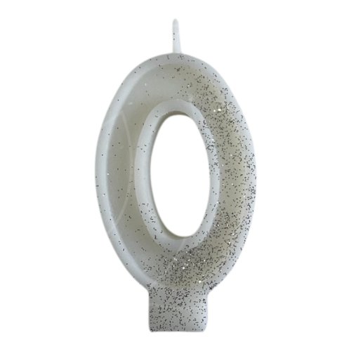 Свеча декоративная Цифра "0" Блёстки 