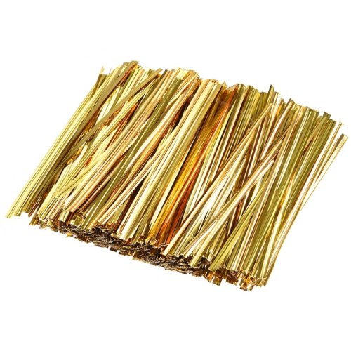 Лента - завязки для пакетиков Золотая 8 см 100 шт Л-1