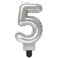 Свеча декоративная Цифра "5" Шар Серебро 622096-5	