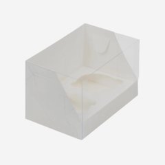 Коробка на 2 капкейка с прозрачной крышкой белая 16х10х10 см 040150