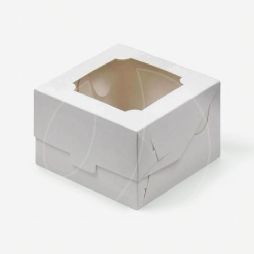 Коробка для бенто-торта с окном белая 16х16х8 см 070620 ф