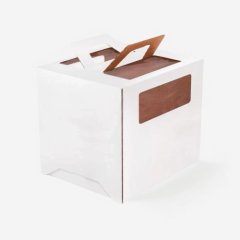 Коробка для торта с окном и ручкой белая 24х24х24 см НФ-00000057; 9095458
