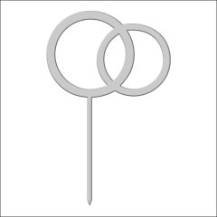 Топпер декоративный акриловый "Кольца на палочке" Серебро 8х7 см ТСК150