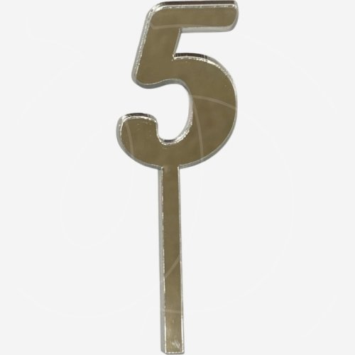 Топпер декоративный акриловый "Цифра 5" Серебро 9,5х3 см 