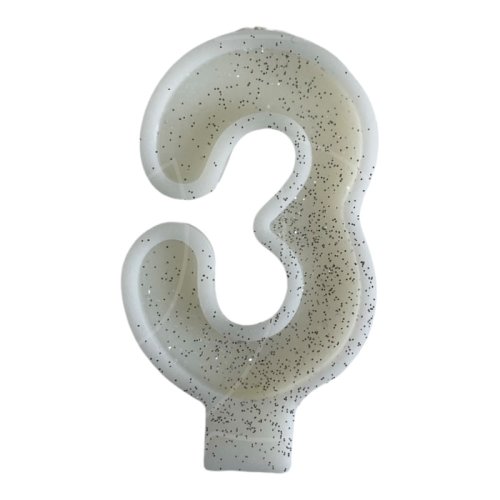 Свеча декоративная Цифра "3" Блёстки 