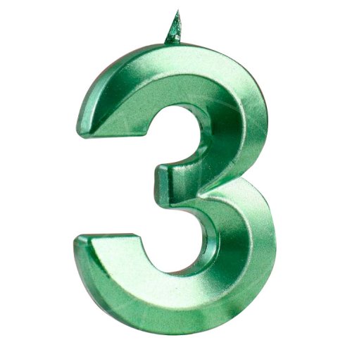 Свеча декоративная Цифра "3" Грань Зелёная 5572737