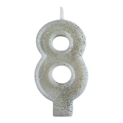 Свеча декоративная Цифра "8" Блёстки 