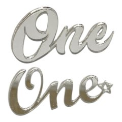 Набор топперов декоративных акриловых "One" Серебро 5,5х3,5 см 2 шт 35827