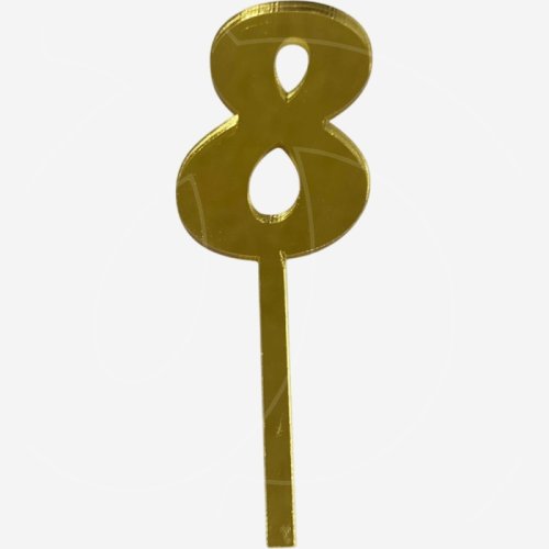 Топпер декоративный акриловый "Цифра 8" Золото 9,5х3 см 
