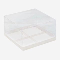Коробка на 4 пирожных с прозрачной крышкой белая 17х17х6 см 040820-001; 10423713  