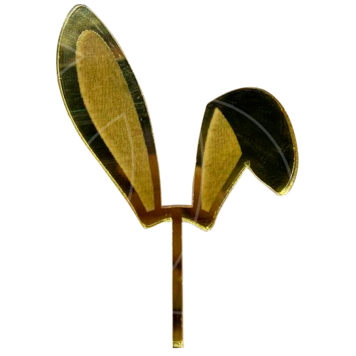 Топпер декоративный акриловый "Кроличьи ушки" Золото 6 см 