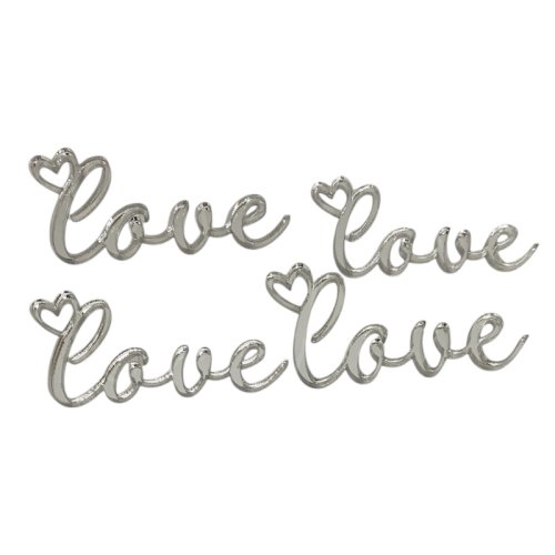 Набор топперов декоративных акриловых "Love" Серебро 6х3 см 4 шт 35822