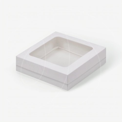 Коробка для сладостей с окном белая 15х15х4 см 070710