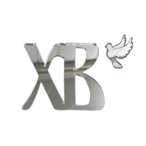 Набор топперов декоративных акриловых "ХВ с голубем" Серебро 5,5х5 см 