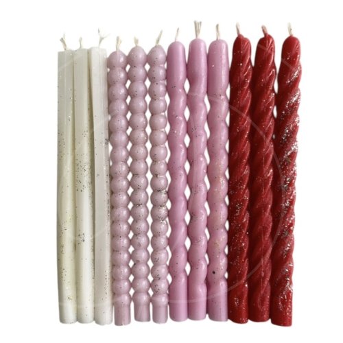 Свечи декоративные бенто-торта Белый, розовый, красный 12 шт 181