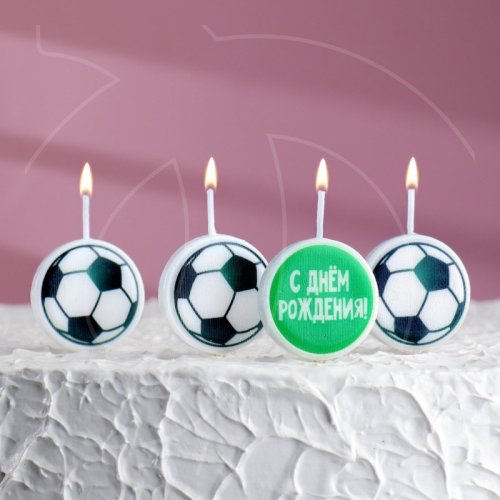 Свечи декоративные "Футбол" 2,6 см 4 шт 7291236