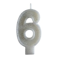 Свеча декоративная Цифра "6" Блёстки 