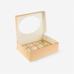 Коробка на 12 капкейков с окном крафт/белая OSQ MUF 12     ECO MUF 12, 