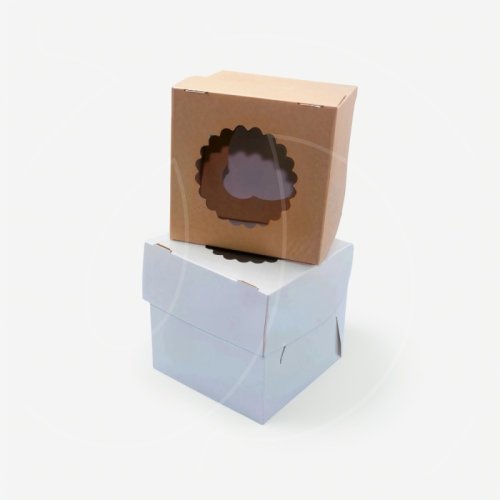 Коробка на 1 капкейк с окном крафт/белая OSQ MUF 1