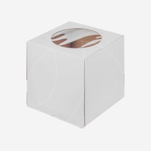 Коробка для торта с окном белая 28х28х30 см 019130